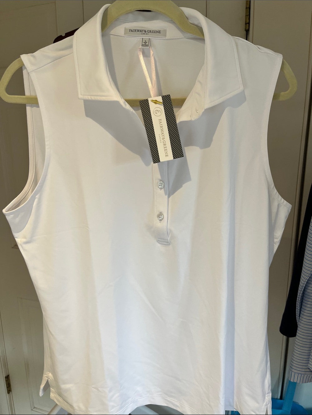 Fairway & Greene White Sleeveless Polo Tank Top